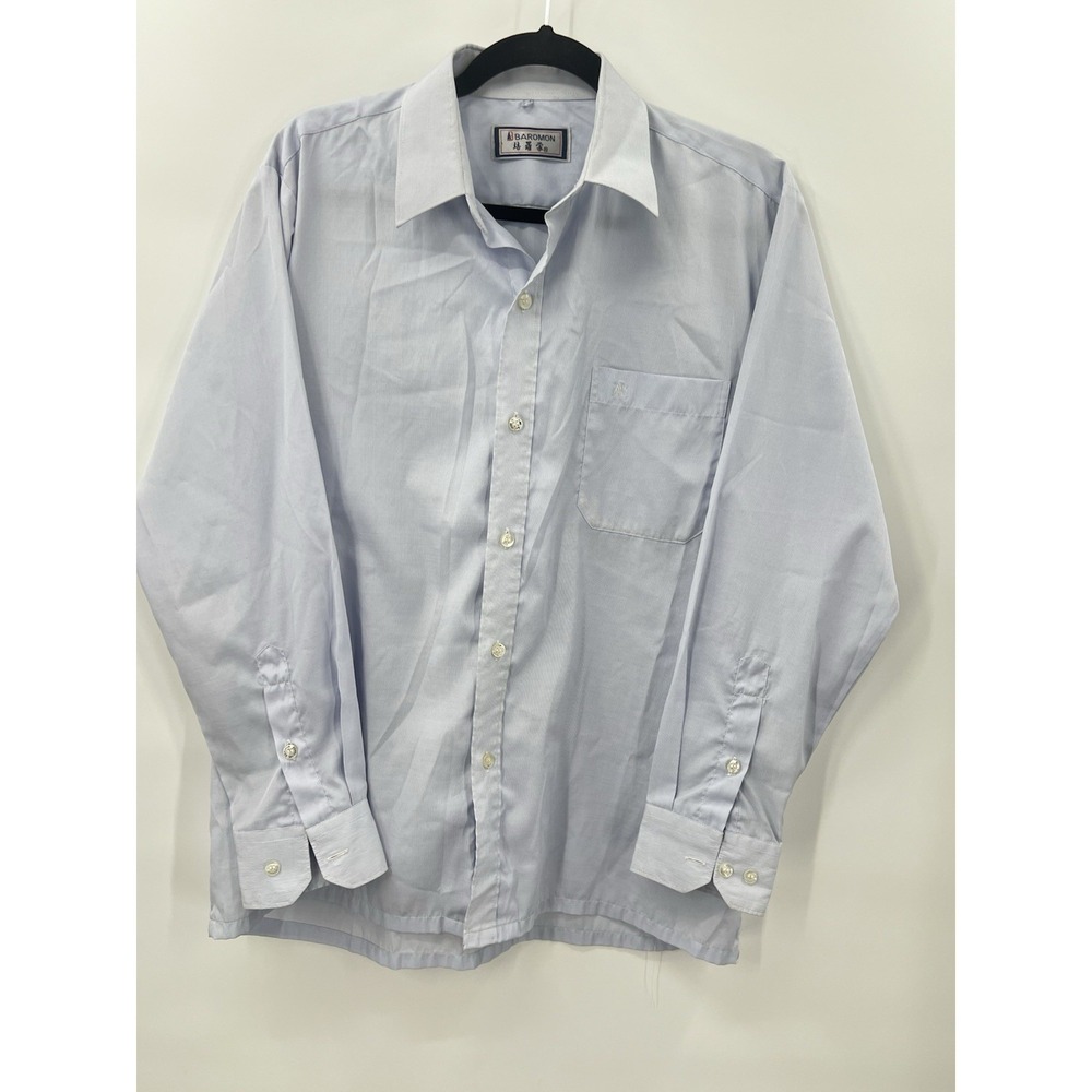 BAROMON Designer Hong Kong Dress Shirt  170/92A 40 Medium blue pinstripe